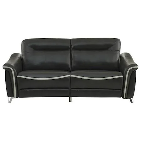 Contemporary Power Reclining Sofa with Contrast Steel Trim